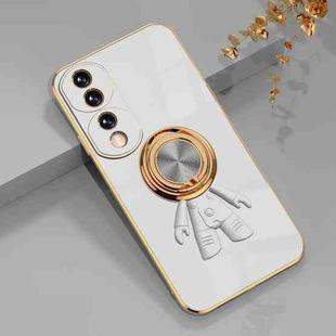 For Honor 70 Pro 6D Plating Astronaut Ring Kickstand Phone Case(White)