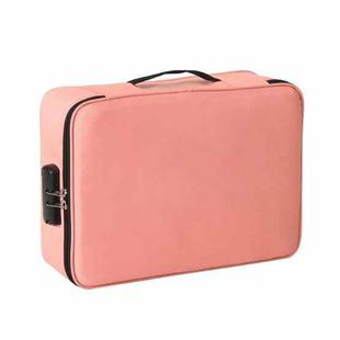 Large Capacity Multi-layers Foldable Fabric Document Storage Bag, Specification:Two Layers-Unlocked(Pink)