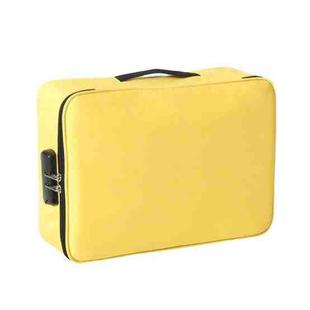 Large Capacity Multi-layers Foldable Fabric Document Storage Bag, Specification:Two Layers-Locked(Yellow)
