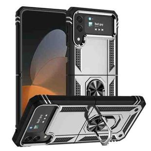 For Samsung Galaxy Z Flip4 Shockproof TPU + PC Phone Case with Holder(Silver)
