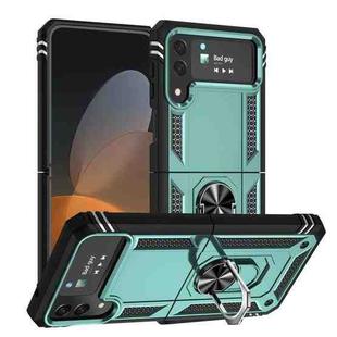 For Samsung Galaxy Z Flip4 Shockproof TPU + PC Phone Case with Holder(Dark Green)