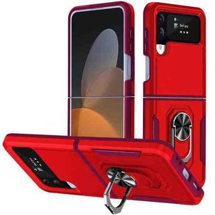 For Samsung Galaxy Z Flip4 Pioneer Armor PC + TPU Phone Case with Holder(Red)