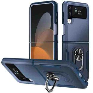 For Samsung Galaxy Z Flip4 Pioneer Armor PC + TPU Phone Case with Holder(Blue)