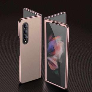 For Samsung Galaxy Z Fold4 Plating Leather Phone Case(Rose Gold)