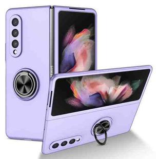 For Samsung Galaxy Z Fold4 Armor Ring Holder Phone Case(Purple)