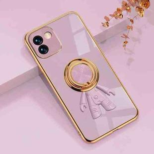 For Samsung Galaxy A03 6D Plating Astronaut Ring Kickstand Phone Case(Light Purple)