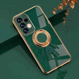 For Samsung Galaxy A73  6D Plating Astronaut Ring Kickstand Phone Case(Night Green)