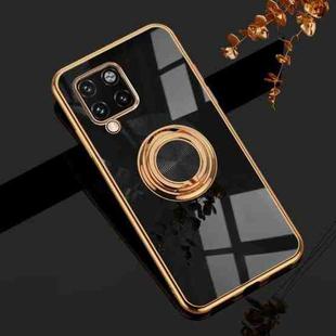 For Samsung Galaxy A42 5G 6D Plating Astronaut Ring Kickstand Phone Case(Black)