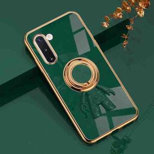 For Samsung Galaxy Note10 6D Plating Astronaut Ring Kickstand Phone Case(Night Green)