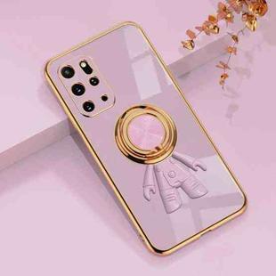 For Samsung Galaxy S20+ 6D Plating Astronaut Ring Kickstand Phone Case(Light Purple)