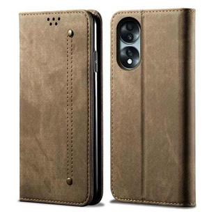 For Honor 70 Denim Texture Flip Leather Phone Case(Khaki)