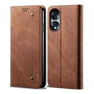 For Honor 70 Denim Texture Flip Leather Phone Case(Brown)