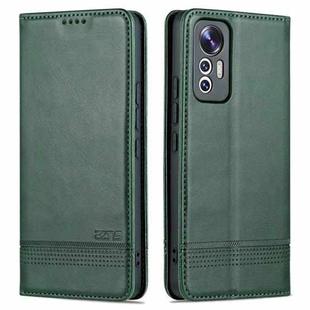 For Xiaomi 12 Lite AZNS Magnetic Calf Texture Leather Phone Case(Dark Green)