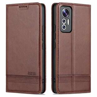 For Xiaomi 12 Lite AZNS Magnetic Calf Texture Leather Phone Case(Dark Brown)