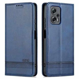 For Xiaomi Redmi Note 11T Pro / Poco X4 GT AZNS Magnetic Calf Texture Leather Phone Case(Dark Blue)