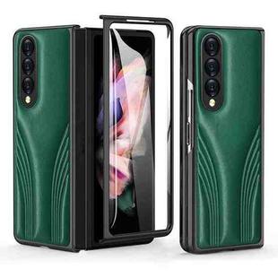 For Samsung Galaxy Z Fold4 Embossed Folding Phone Case(Green)