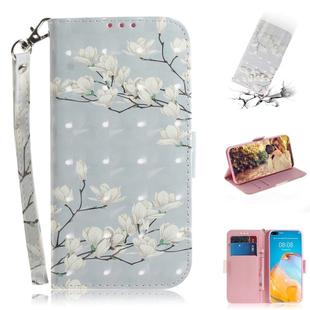 For Huawei P40 3D Painting Horizontal Flip Leather Case with Holder & Card Slot & Wallet & Lanyard(Magnolia)