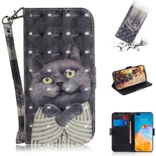 For Huawei P40 Pro 3D Painting Horizontal Flip Leather Case with Holder & Card Slot & Wallet & Lanyard(Embrace the cat)
