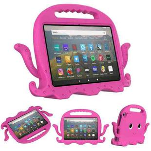 For Amazon Kindle Fire HD 8 / HD 8 Plus Octopus EVA Shockproof Tablet Case with Screen Film & Shoulder Strap(Rose Red)