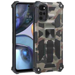 For Motorola Moto G22 Camouflage Armor Kickstand Magnetic Phone Case(Army Green)