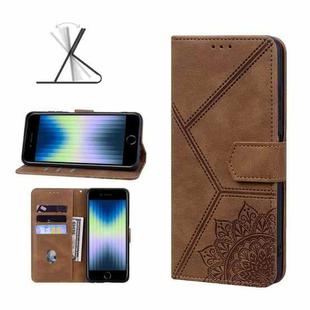 For iPhone SE 2022 / SE 2020 / 8 / 7 Geometric Mandala Embossed Leather Phone Case(Brown)