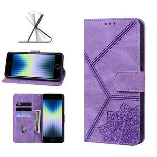 For iPhone SE 2022 / SE 2020 / 8 / 7 Geometric Mandala Embossed Leather Phone Case(Purple)