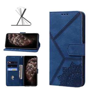 For iPhone 11 Pro Max Geometric Mandala Embossed Leather Phone Case (Blue)