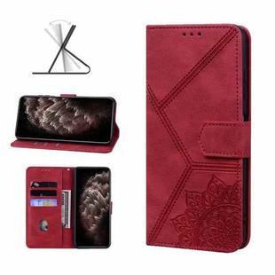 For iPhone 11 Pro Max Geometric Mandala Embossed Leather Phone Case (Red)