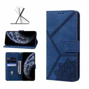 For iPhone 11 Pro Geometric Mandala Embossed Leather Phone Case (Blue)