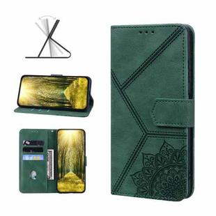 Geometric Mandala Embossed Leather Phone Case For iPhone XS Max(Green)
