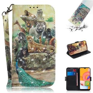 For Galaxy A01 3D Painting Horizontal Flip Leather Case with Holder & Card Slot & Wallet & Lanyard(Zoo)