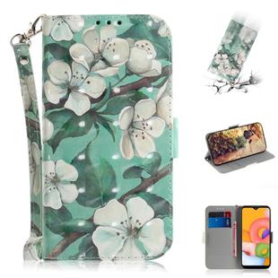 For Galaxy A01 3D Painting Horizontal Flip Leather Case with Holder & Card Slot & Wallet & Lanyard(Watercolor flowers)