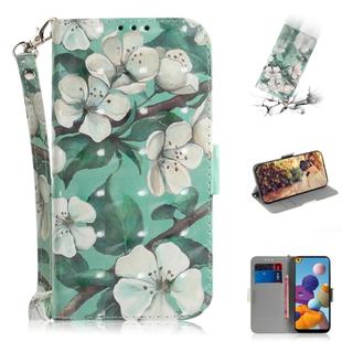 For Galaxy A21 3D Painting Horizontal Flip Leather Case with Holder & Card Slot & Wallet & Lanyard(Watercolor flowers)
