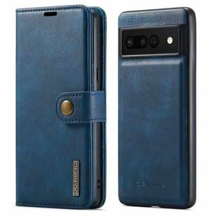For Google Pixel 7 Pro DG.MING Crazy Horse Texture Detachable Magnetic Leather Phone Case(Blue)