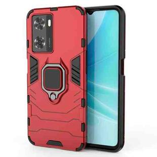 For OPPO A57 4G Foreign Version Shockproof PC + TPU Holder Phone Case(Red)