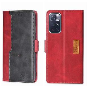 For Xiaomi Redmi Note 11 5G/Poco M4 Pro 5G Contrast Color Side Buckle Leather Phone Case(Red + Black)