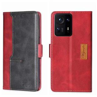 For Xiaomi Mix 4 Contrast Color Side Buckle Leather Phone Case(Red + Black)