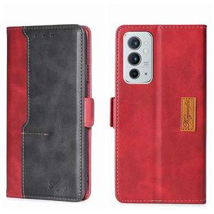 For OnePlus 9RT 5G Contrast Color Side Buckle Leather Phone Case(Red + Black)