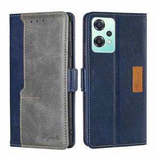 For OnePlus Nord CE 2 Lite 5G Contrast Color Side Buckle Leather Phone Case(Blue + Grey)
