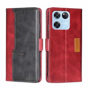 For OnePlus Ace Racing Contrast Color Side Buckle Leather Phone Case(Red + Black)