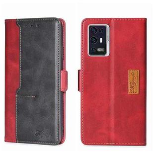 For ZTE Axon 30 Pro Contrast Color Side Buckle Leather Phone Case(Red + Black)