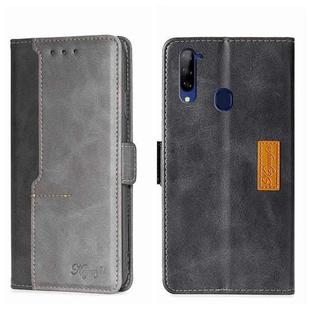 For ZTE Libero 5G Contrast Color Side Buckle Leather Phone Case(Black + Grey)