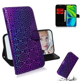 For Xiaomi Mi Note 10 Solid Color Colorful Magnetic Buckle Horizontal Flip PU Leather Case with Holder & Card Slots & Wallet & Lanyard(Purple)