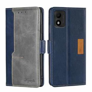 For TCL 303 Contrast Color Side Buckle Leather Phone Case(Blue + Grey)