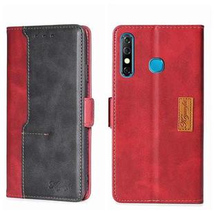 For Infinix Hot 8/Hot 8 Lite/Tecno Camon 12 Contrast Color Side Buckle Leather Phone Case(Red + Black)