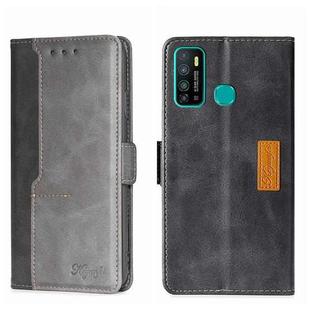 For Infinix Hot 9/Note 7 Lite X655C Contrast Color Side Buckle Leather Phone Case(Black + Grey)