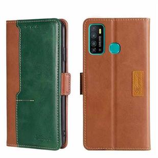 For Infinix Hot 9/Note 7 Lite X655C Contrast Color Side Buckle Leather Phone Case(Light Brown + Green)