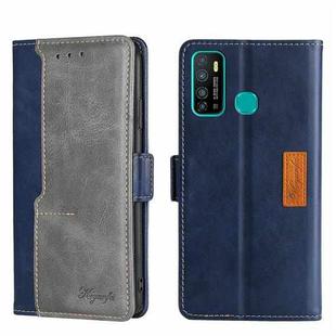 For Infinix Hot 9/Note 7 Lite X655C Contrast Color Side Buckle Leather Phone Case(Blue + Grey)