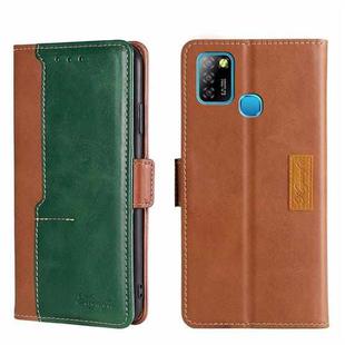 For Infinix Hot 10 Lite/Smart 5 X657 Contrast Color Side Buckle Leather Phone Case(Light Brown + Green)