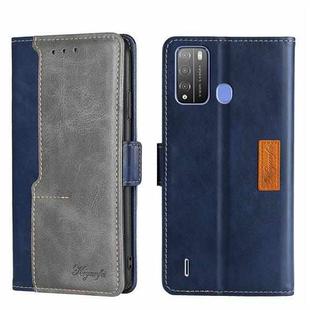 For Itel Vision 1 Pro Contrast Color Side Buckle Leather Phone Case(Blue + Grey)